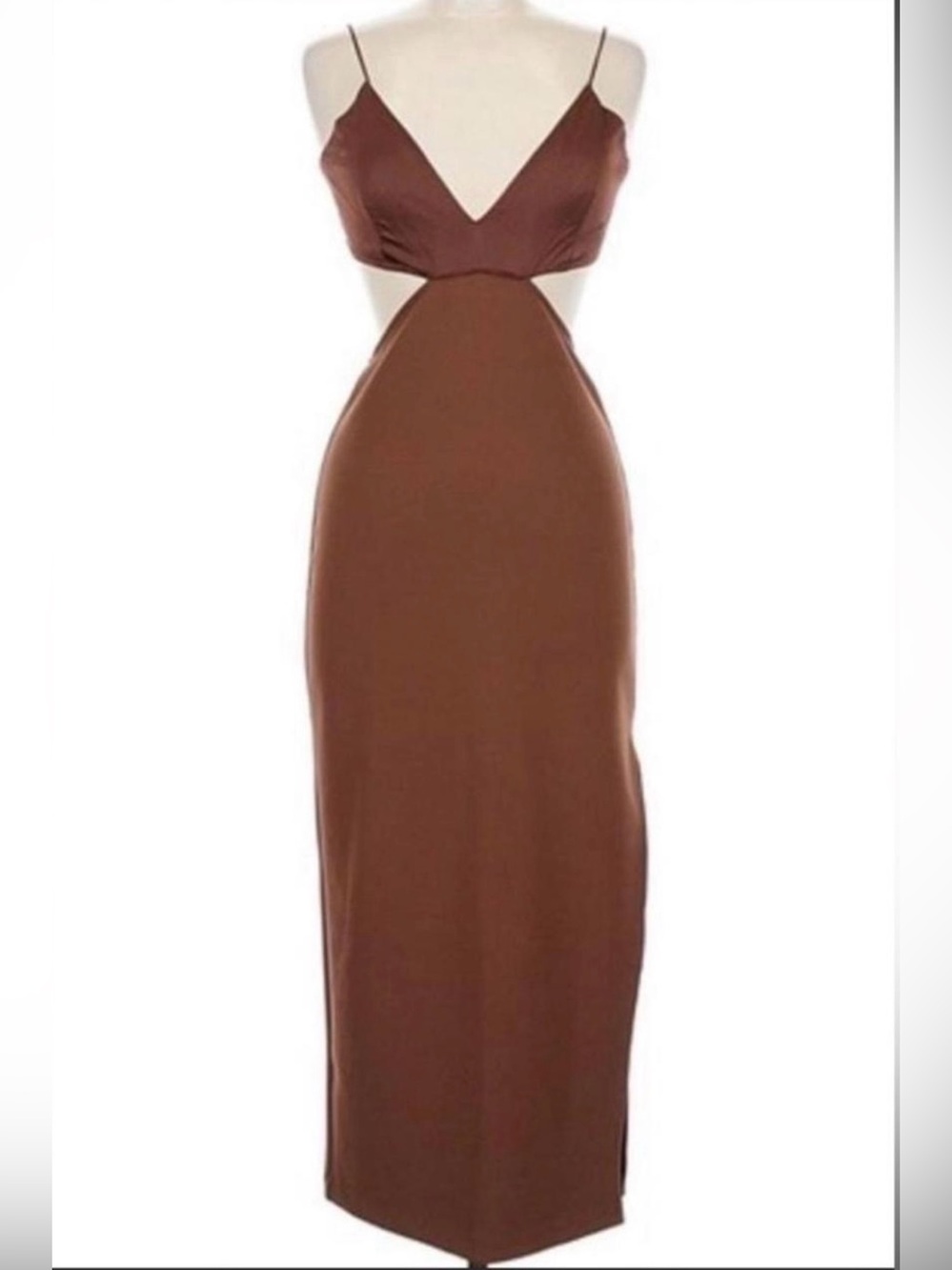 Abercrombie & Fitch Mixed Fabric Cutout Midi Dress - Two Tone Brown NWT, M